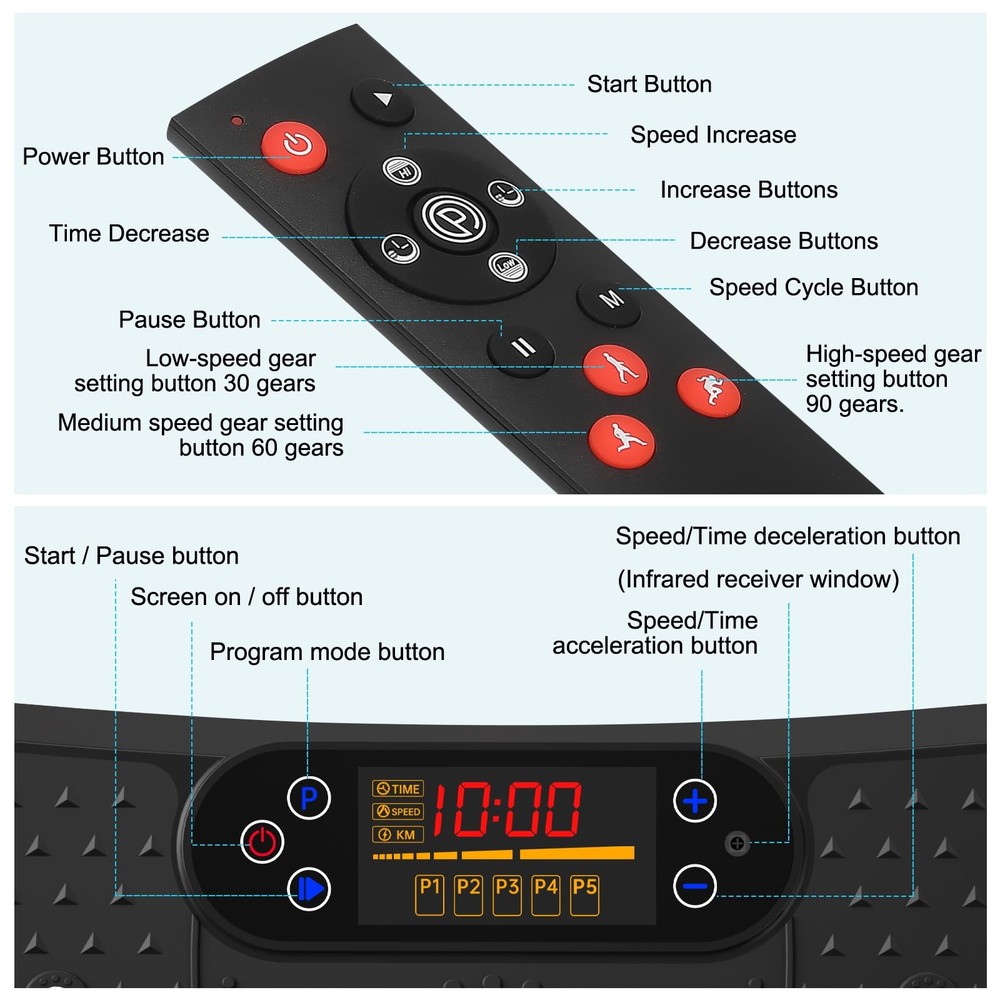 SoftGym Vibration Plate Exercise Machine for Lymphatic Drainage,Power Black