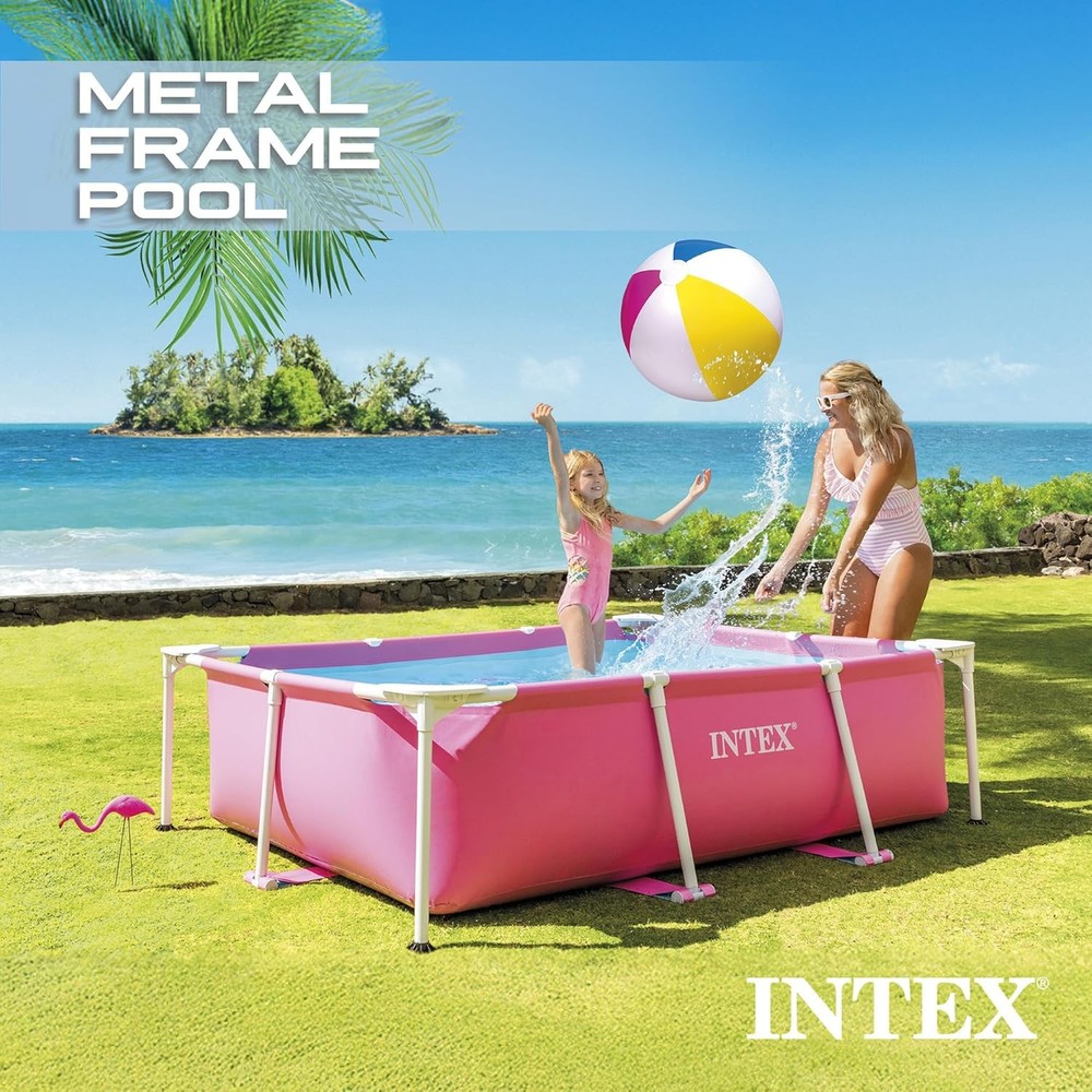 INTEX Metal Frame 7 ft x 5 ft x 23.5 in Above Ground Pool Set Rectangular