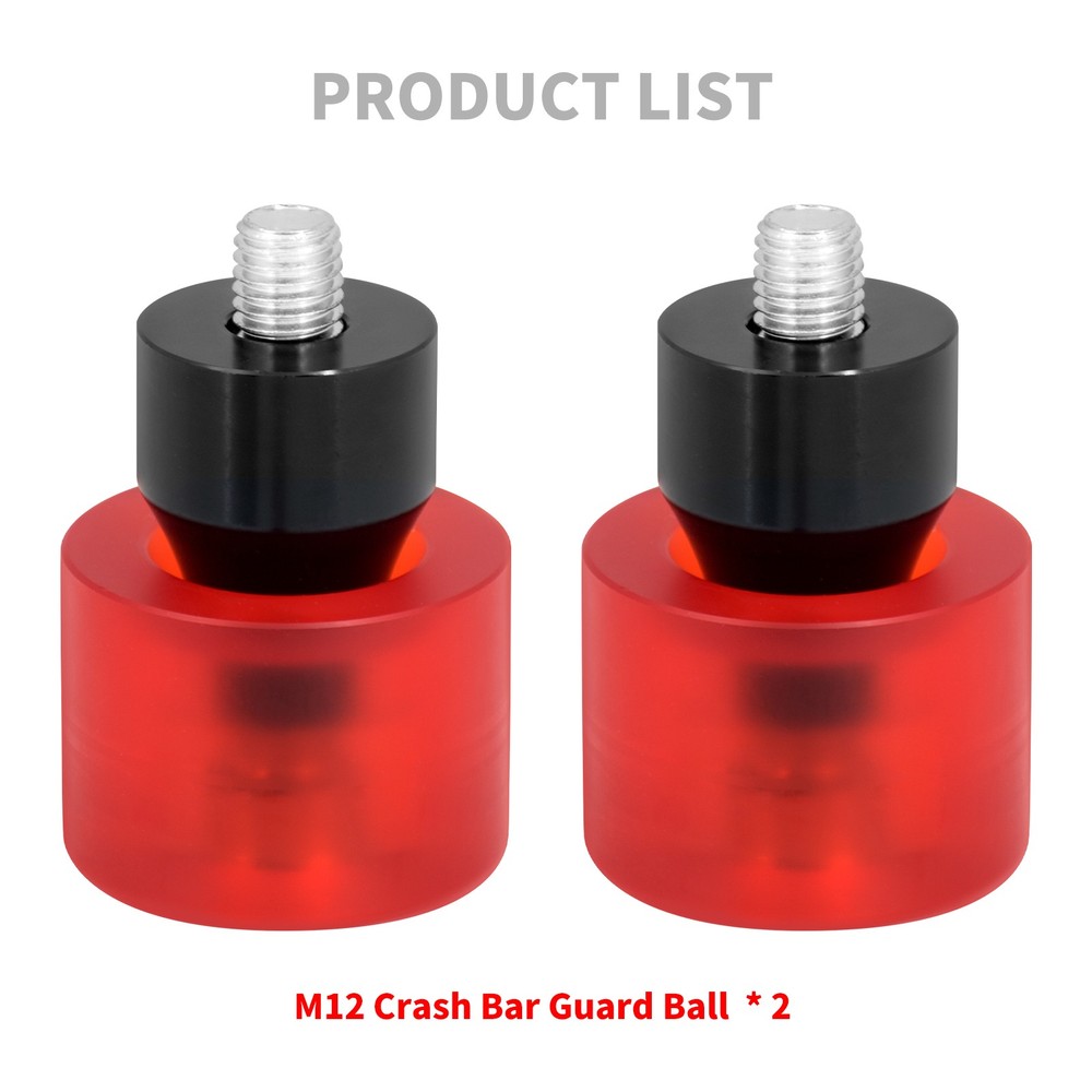 2x Engine Protective Guards Crashs Bars Red M12 End Balls Protector For Harley
