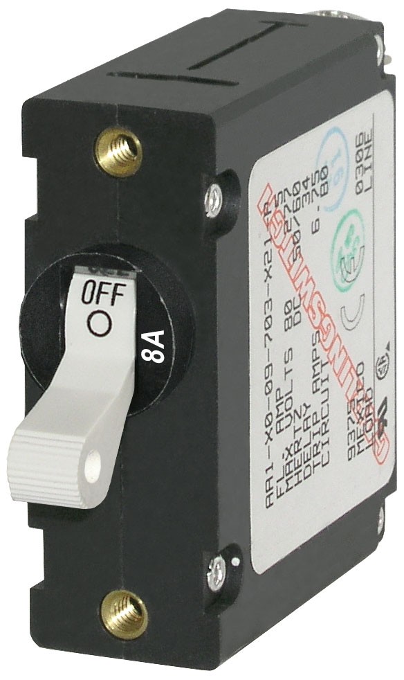BLUE SEA CIRCUIT BREAKER AA1TOGGLE 8A WHT- 7299-BSS