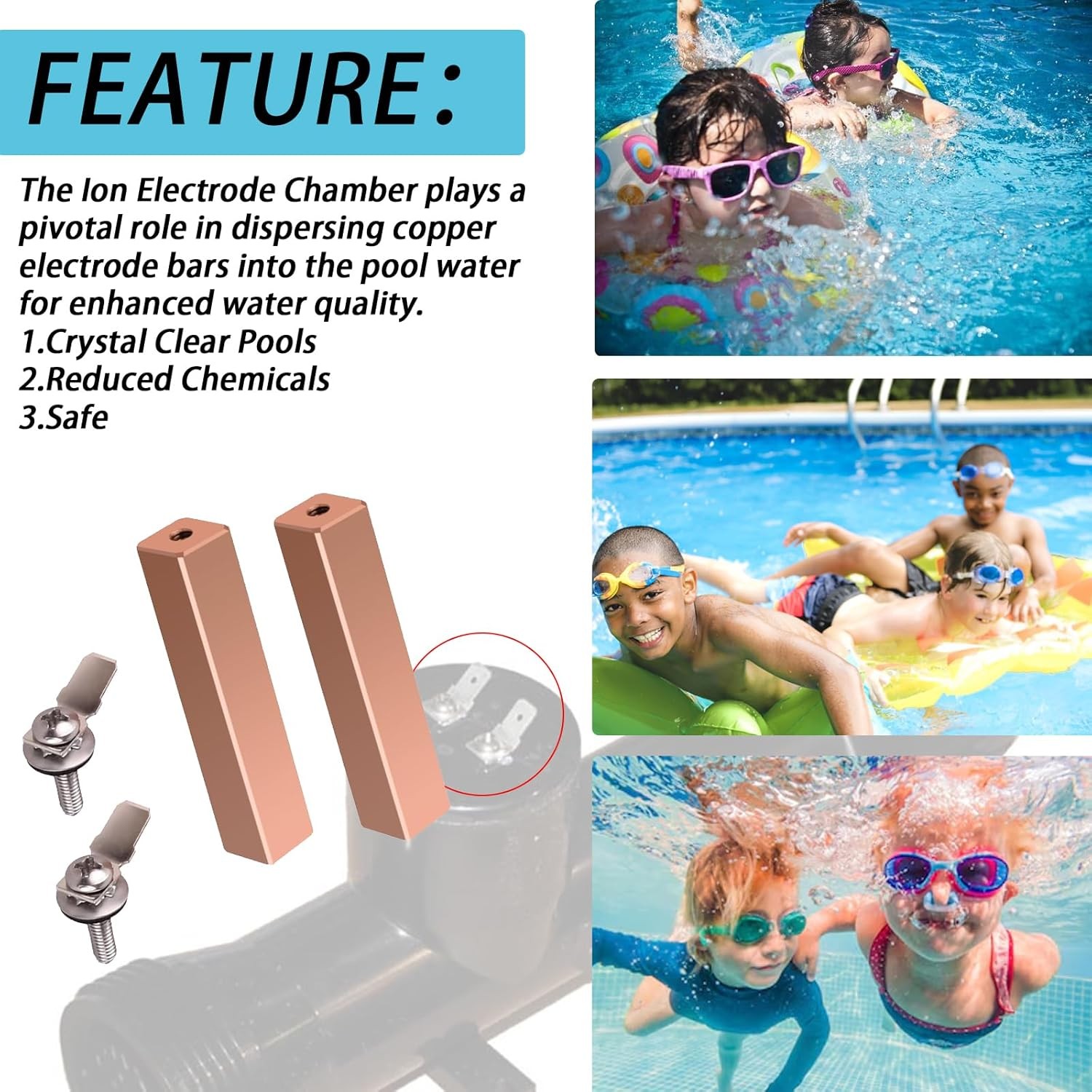 Swimming Pool Copper Electrodes For Power Ionizer Chamber,Replacement Electrodes
