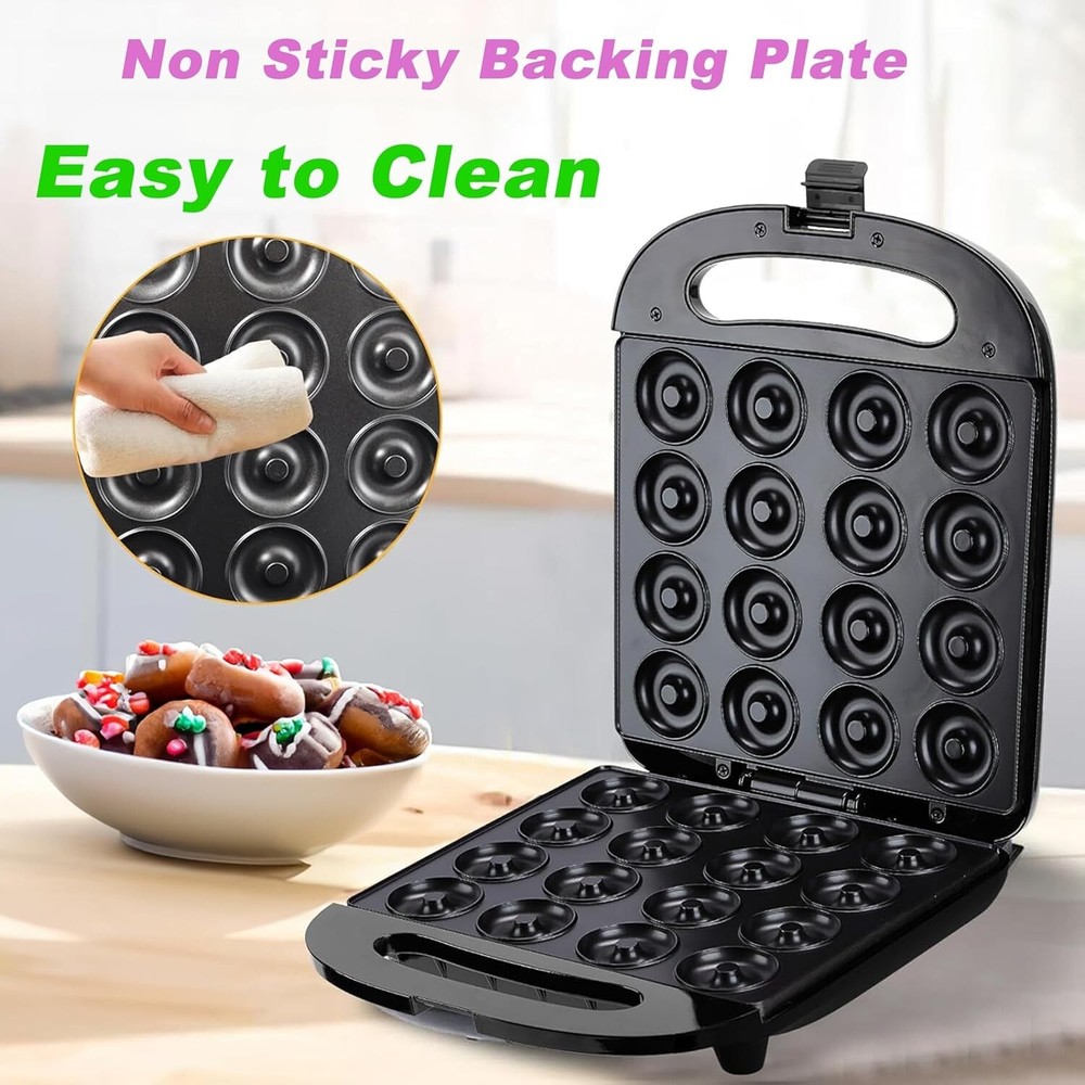 1400W Mini Donut Maker Machine Kitchen Baking for Breakfast, Snacks, Desserts