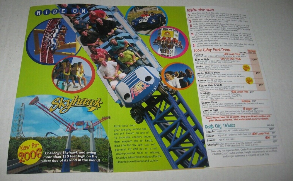 2006 Cedar Point Amusement Park Pamphlet Brochure Snoopy Skyhawk MilleniumForce