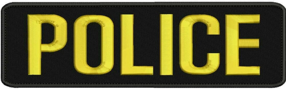 POLICE embroidery patch  3x10 hook gold letters
