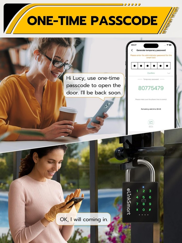 Pothunder Heavy Duty Smart Padlock, Bluetooth Padlock with Code and RFID, Out...