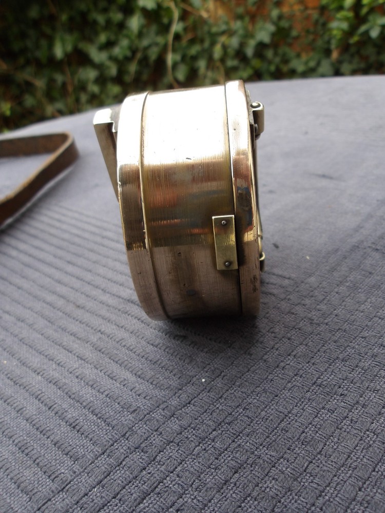 Vintage DENT Brass Security Time Clock With Leather Pouch - NO Key Untested