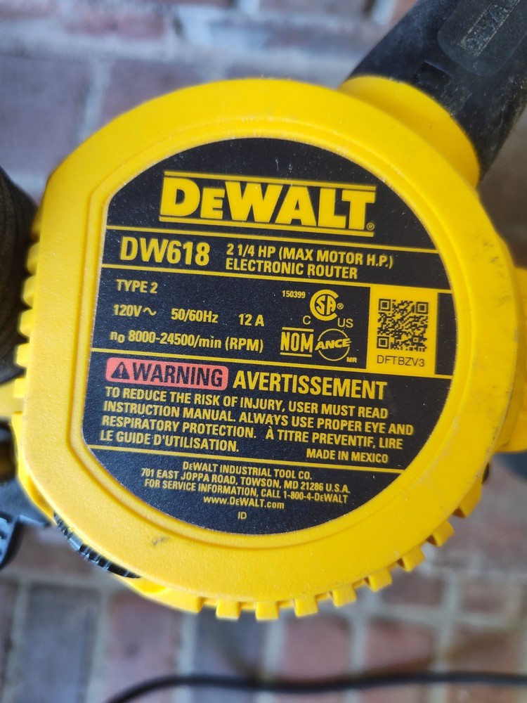 DEWALT DW618 2 1/4 HP Fixed Base Plunge Router