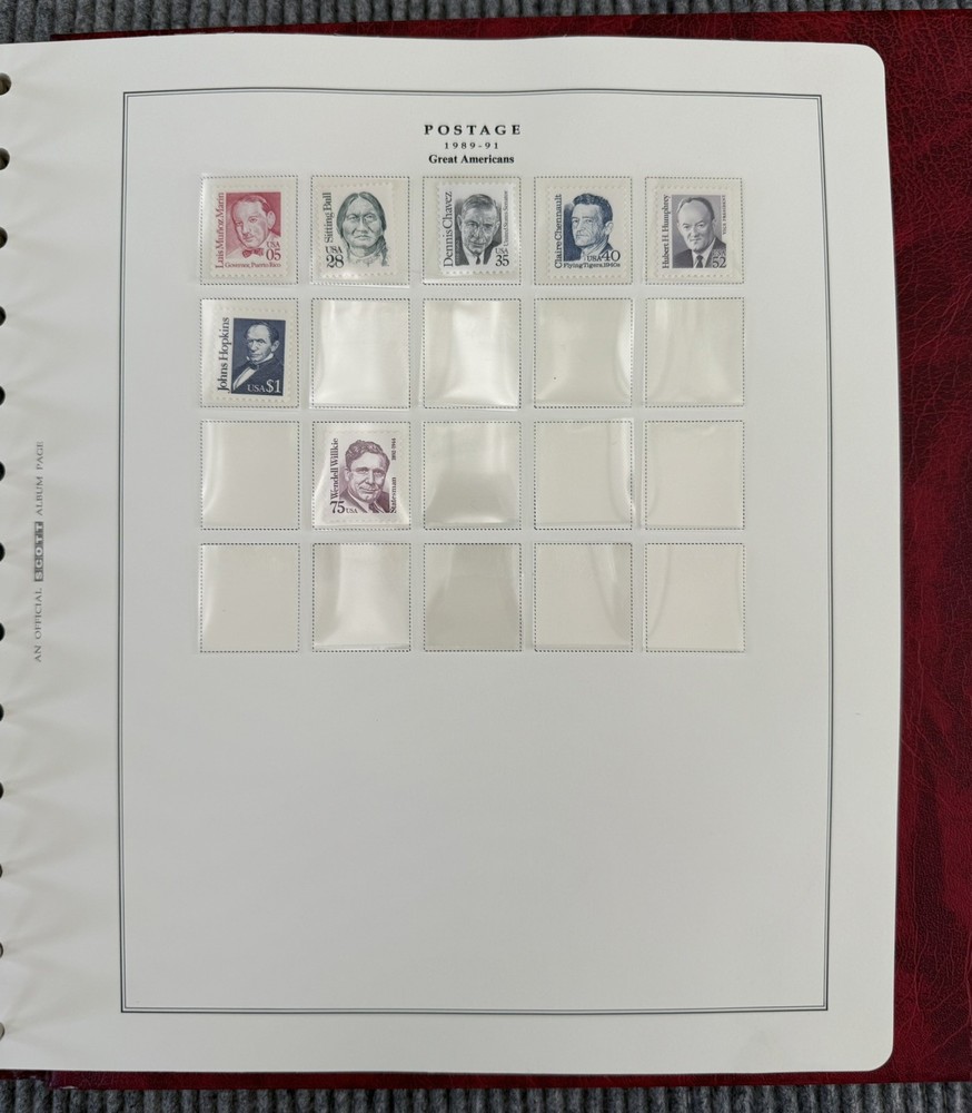 Scott US Platinum Hingeless Album & Slip Case $101+ FV - 299 Stamps - VOLUME 7