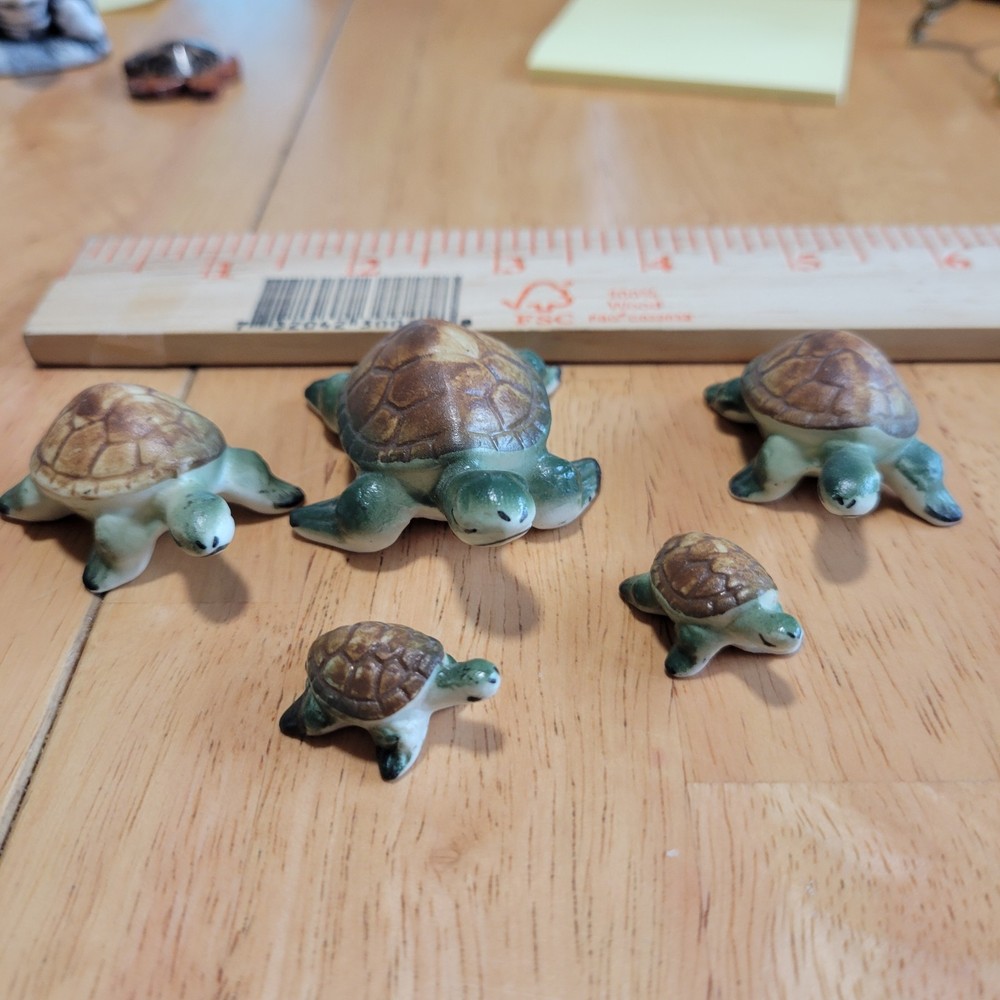 Turtle Figurines, Lot 5, Different Sizes, Multi Color, Set
