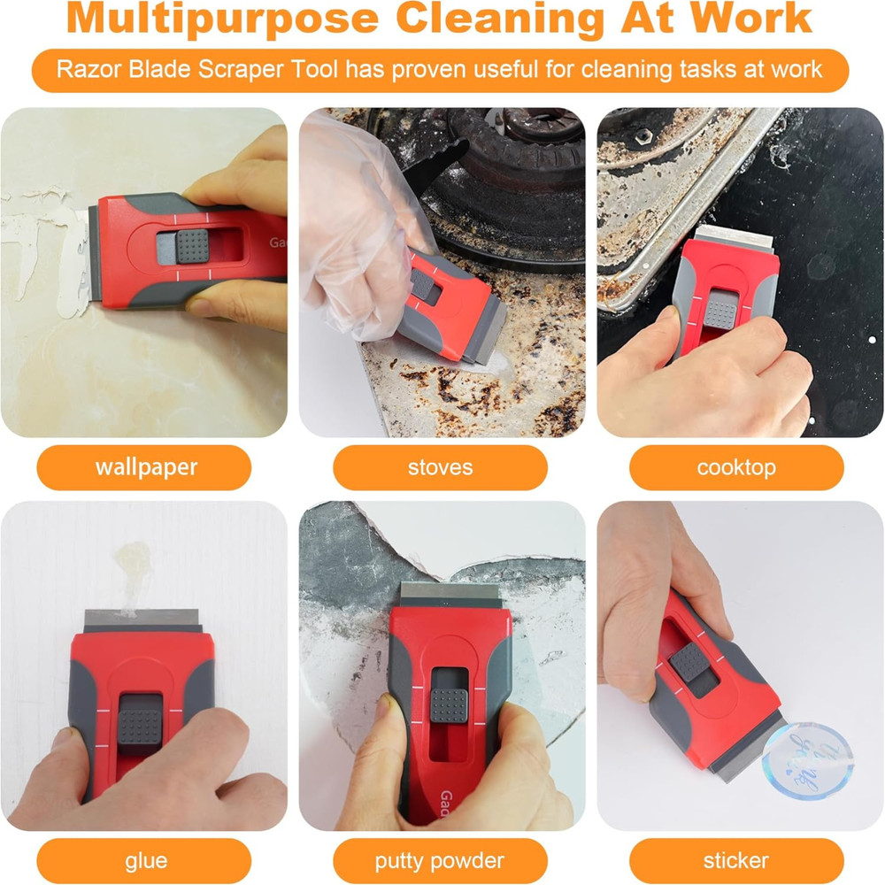 Razor Blade Scraper with 2 Pcs Plastic Scraper
