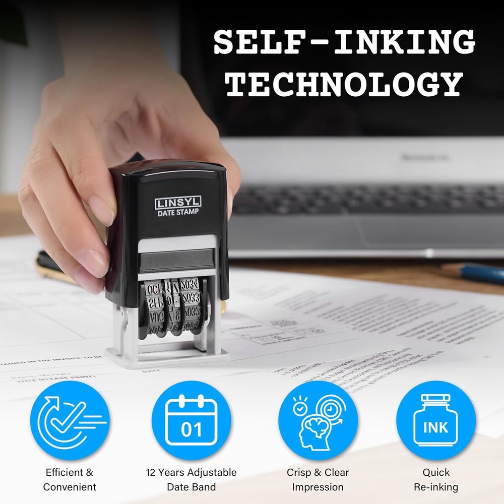 Self Inking Adjustable Date Stamp 12 Year Black