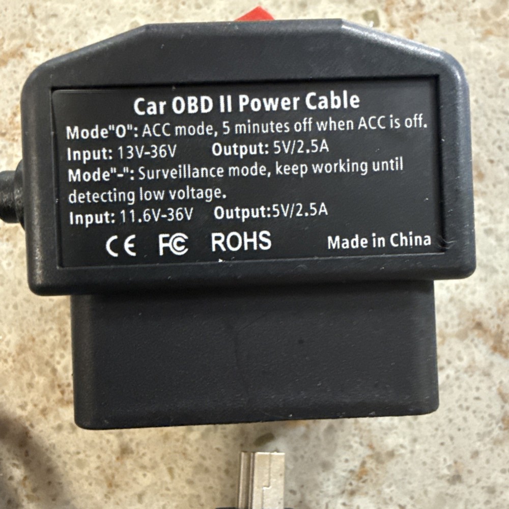 OBD2 Power Cable for Dash Camera, Mini USB to OBD-II