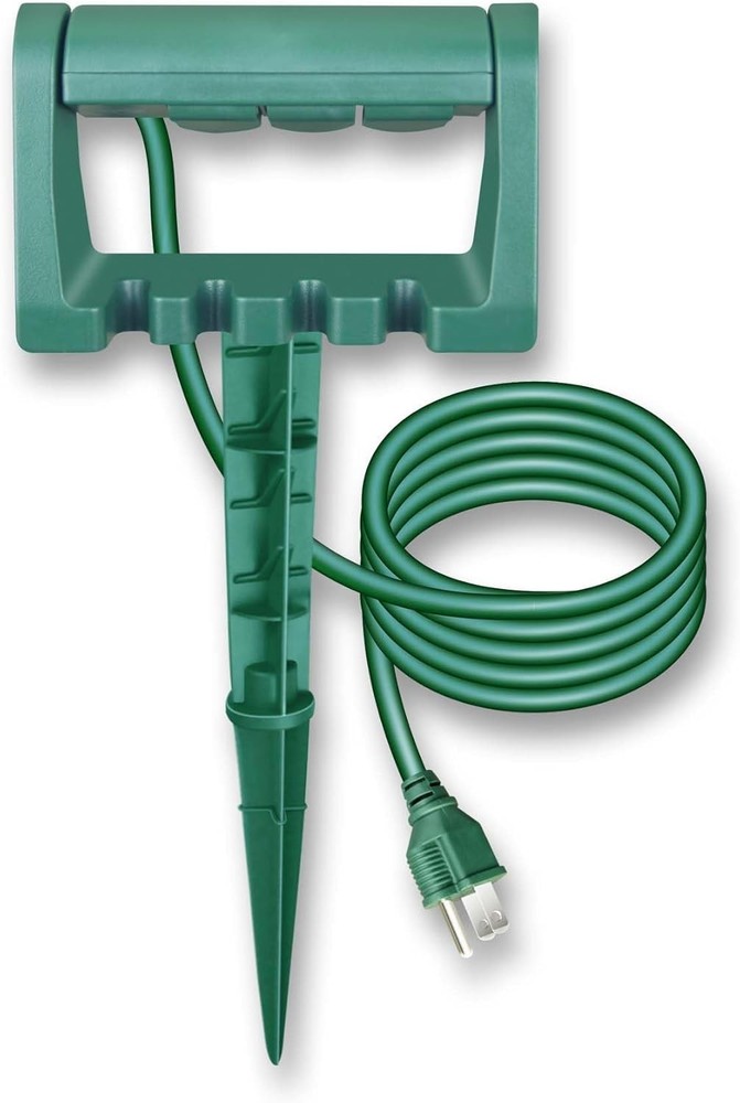 Outdoor Power Stake, 3 Grounded Outlets with 90º Rotating Function and Safety...