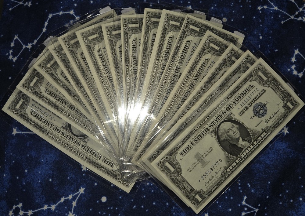 1957, 1957A, 1957B $1 Silver Certificate Star Notes Choice Uncirculated 5 Notes