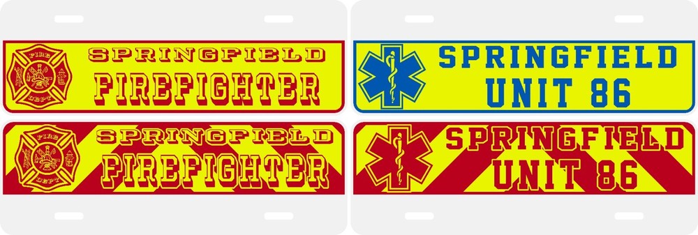 Custom Half License Plate Topper Reflective 4x12 Fire EMS Top or Bottom Mount