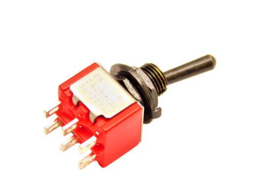 Switch Mini Toggle ON ON 2 way DPDT Black Tiaway