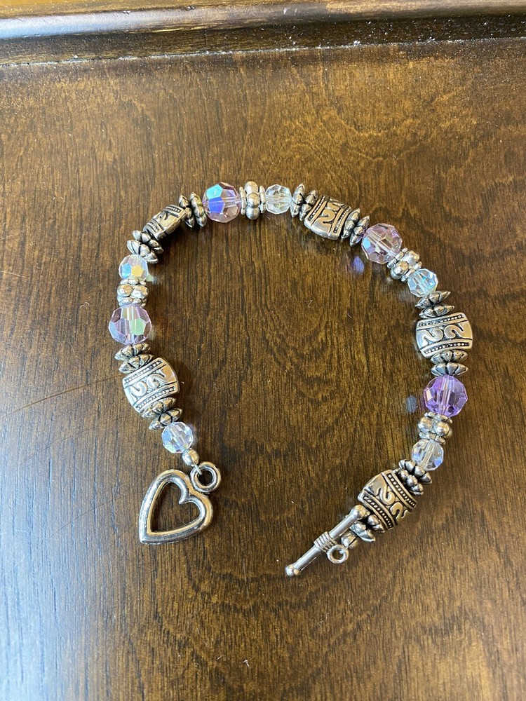 Artisan Bracelet Handmade ~ Toggle closure with purple beads
