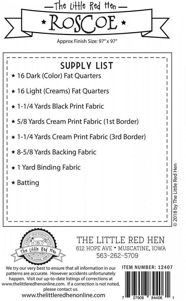 Roscoe Quilt Pattern by Emily McGlothlen Little Red Hen