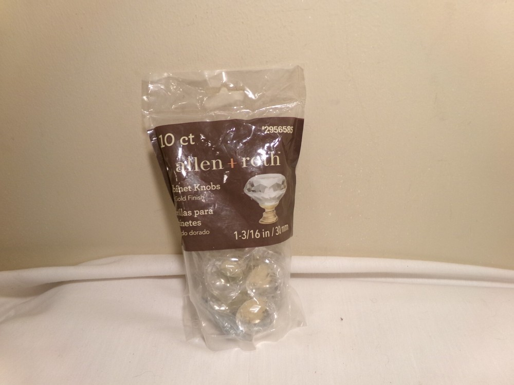 Allen + Roth 2956585 Clear/Soft Gold Cabinet Knobs  -  10 pack