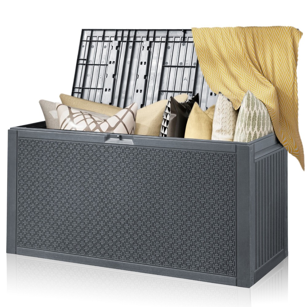 Garden Plastic Storage Box 90 GAL Outdoor Maze Pattern Portable Injection