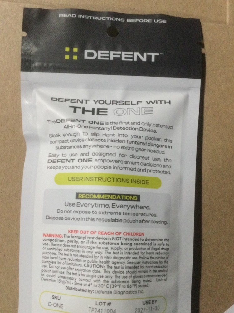 10 DEFENT All-in-One Fentanyl Detection Device - Single-Use, Patented Test
