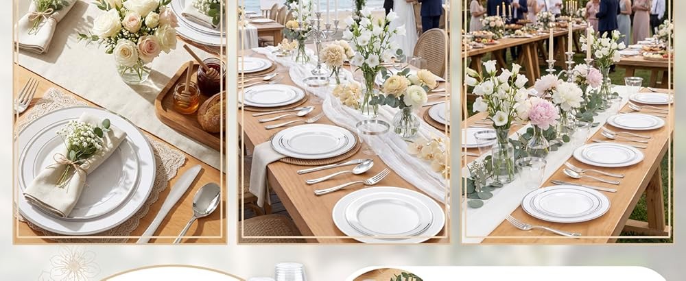 Sier Plastic Dinnerware Set - Sier Plates Disposable Lace Design