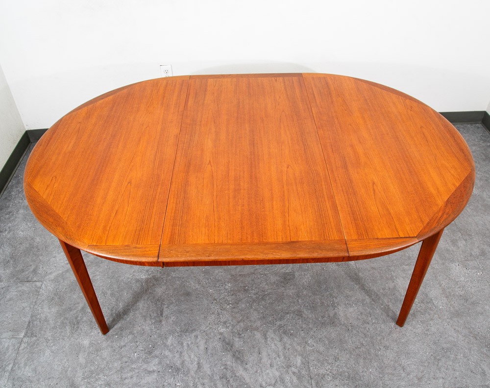 Mid Century Danish Dining Table Teak Round Square Expanding leaf Oval Denmark