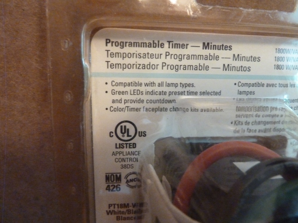 Cooper Wiring Devices PT18H-PTA Programmable Timer - 5 Presets - 1 Pole - WHITE