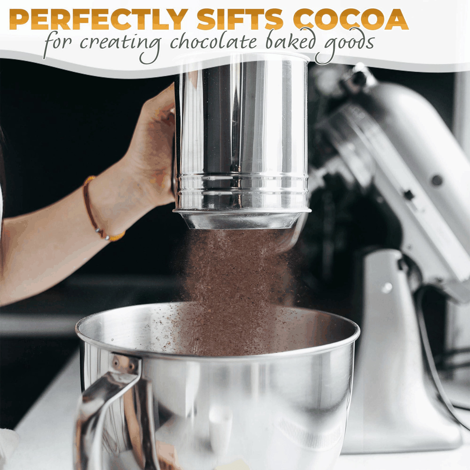 5 Cup Flour Sifter for Baking – Large Capacity Flour Sifter Stainless Steel