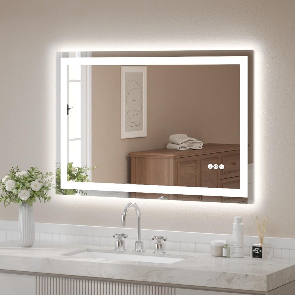 Dual LED Lighted Bathroom Mirror, Smart Memory Function, Anti-Fog Vanity Mirror