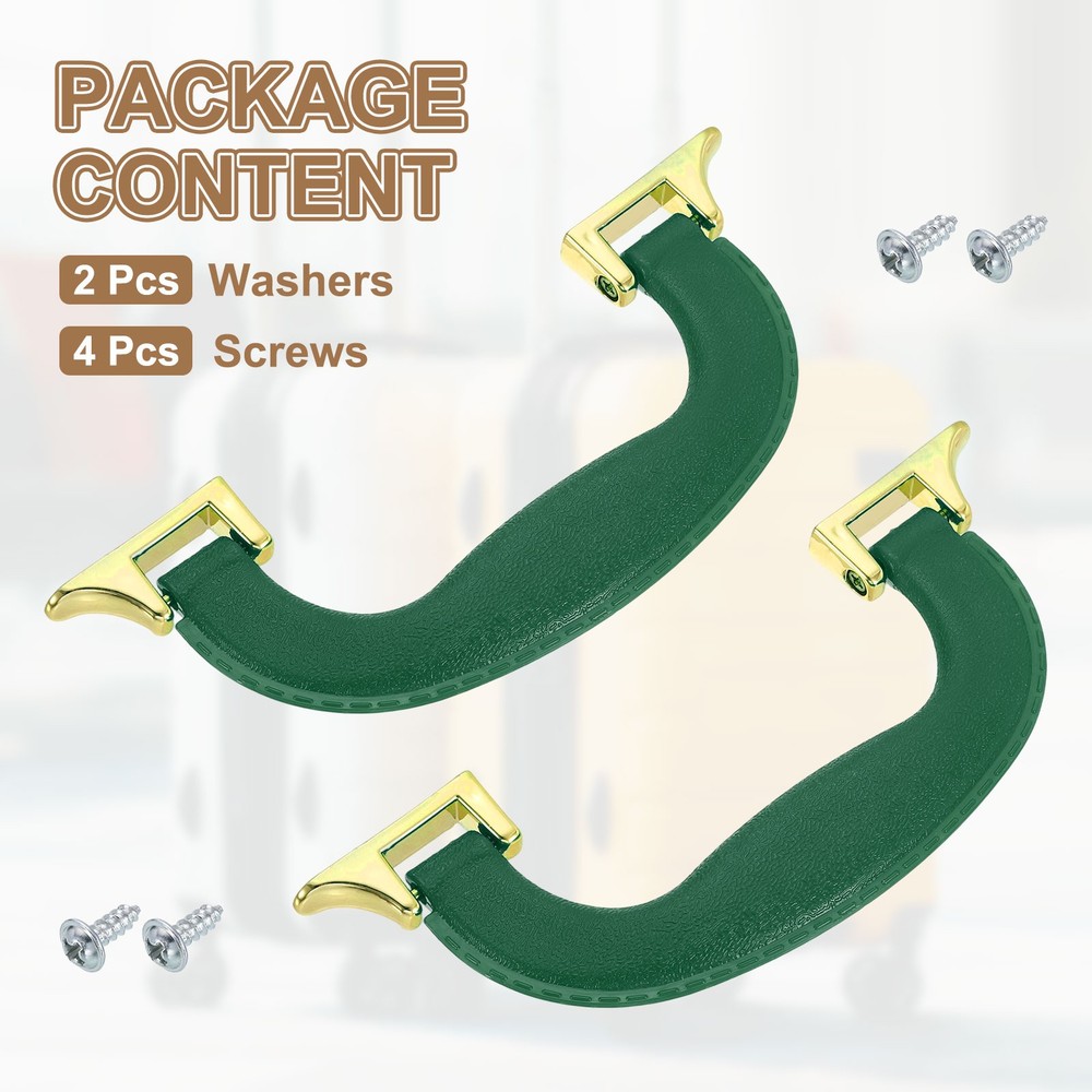 2Pcs Luggage Handle Plastic Pull Handle Grip Replacement with Screws Teal