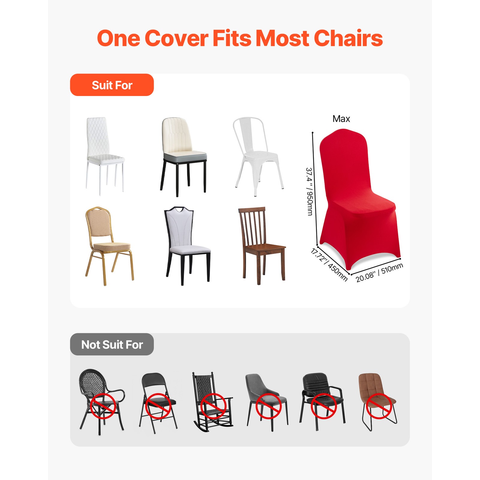 Uimoso 50PCS Red Spandex Chair Covers for Weddings, Parties, and Dining Events