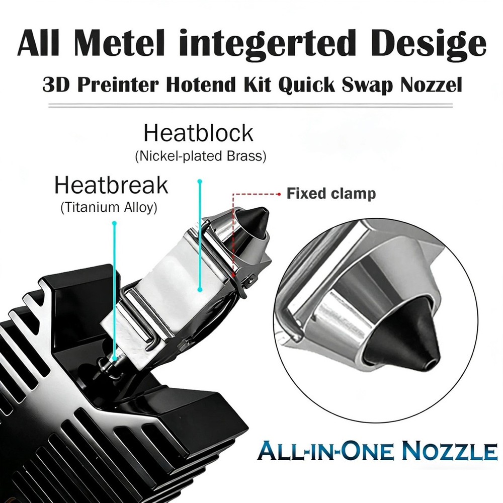 2-High Flowrate 3D Printer Hotend Kit Ceramic Block 0.2mm For Snapmaker U1