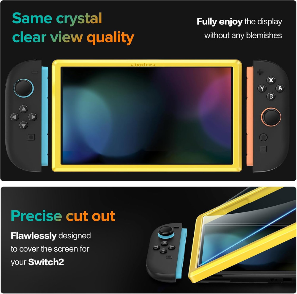 4-Pack Tempered Glass Screen Protector Designed for Nintendo Switch 2 2025 [Easy