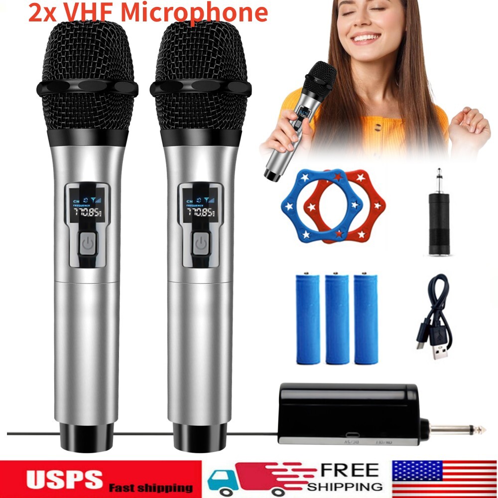 Wireless Microphone Metal Rechargeable Cordless Dynamic Mic System with Receiver