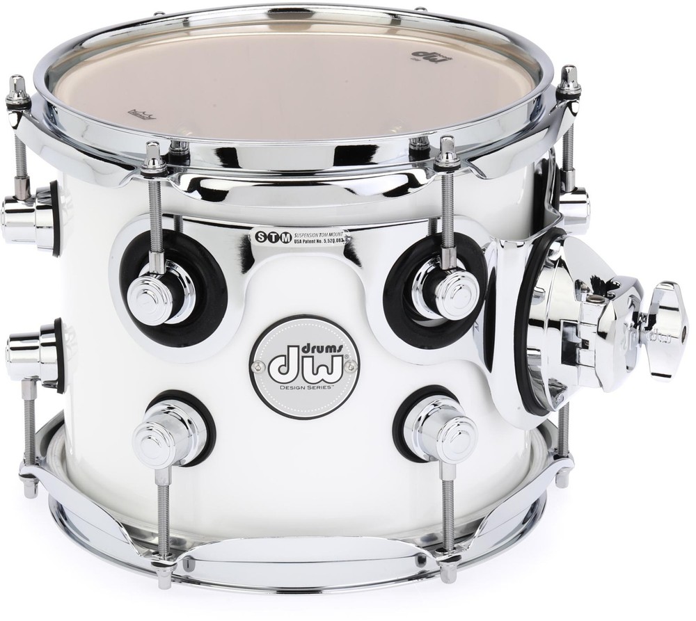 DW Design Series Mounted Tom - 7" x 8" Gloss White
