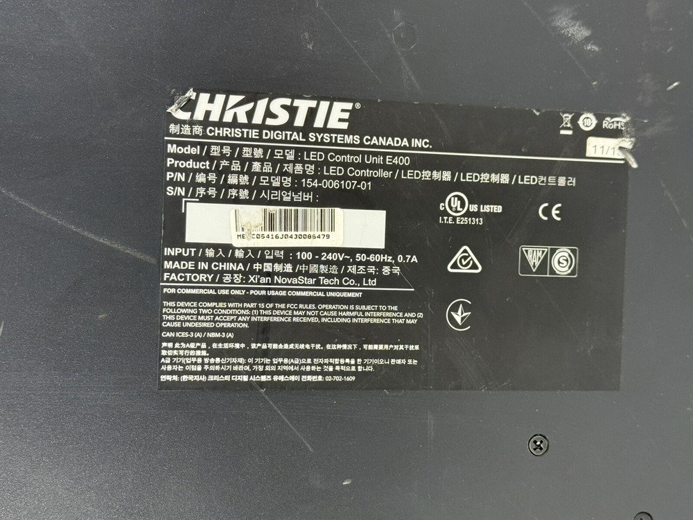 Christie E400 LED Display Control System ~ Working / Missing Knob