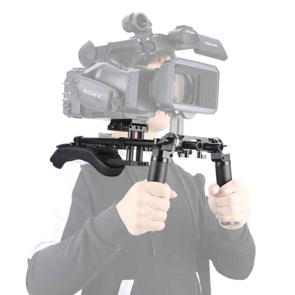Niceyrig Shoulder Pad Kit 15mm Rod Support System with Arri Rosette Handle Grip