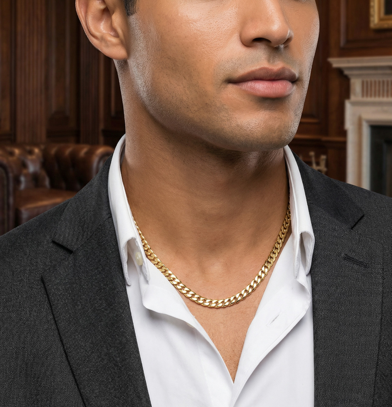 Heavy Men's 14k Gold Stamped Plated Miami Cuban Link Chain Necklace 24-inch 4MM