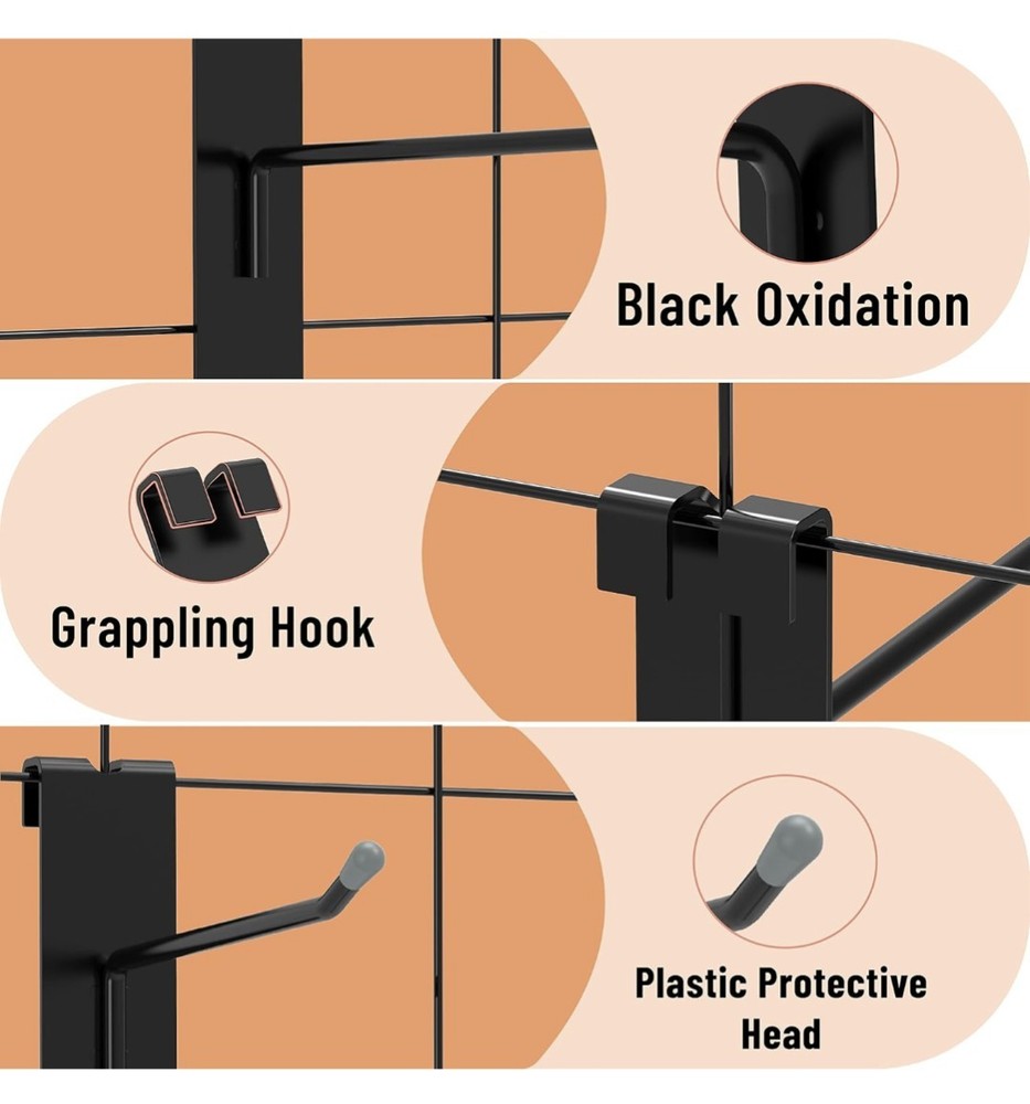50 Pack Gridwall Hooks 6 Inch Storefront / Business Display Grid Wall Hooks