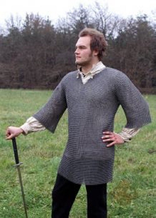 Round Riveted With Flat Warser Chainmail shirt 9 mmextra Large Size Half sleeve