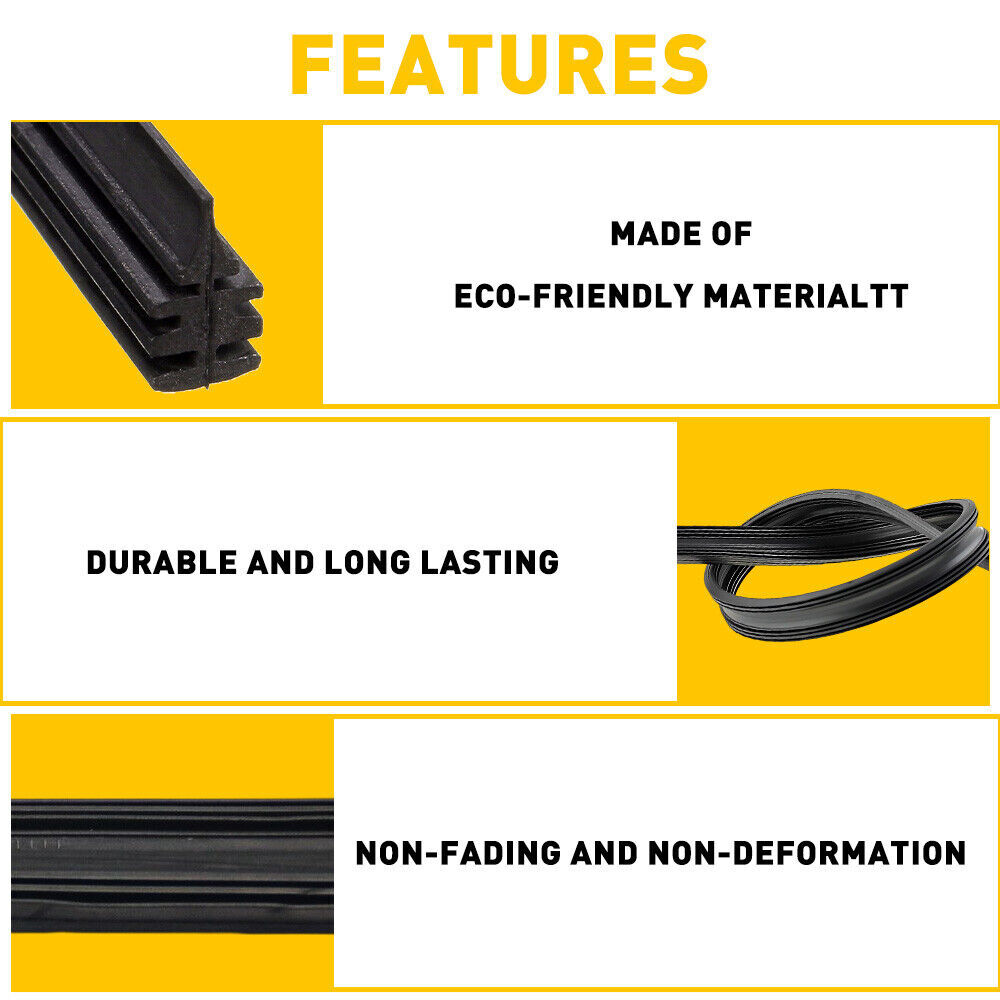 8PCS 28" 6mm Car Bus Rubber Universal Frameless Windshield Wiper Blade Refill