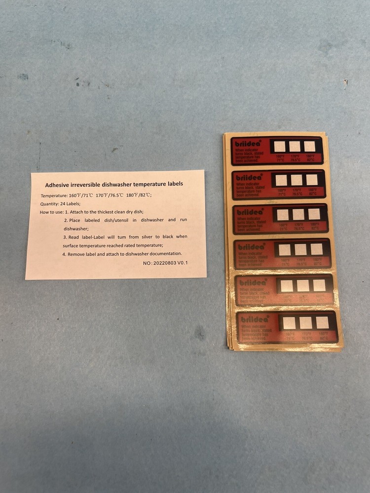 Dishwasher Temperature Labels, Briidea Temperature Label for Dishwashers QTY 40