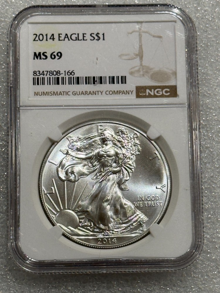 2016 SILVER EAGLE NGC MS 69 ~~ BROWN LABEL  ~~ NO SPOTS ~~ PRISTINE   (166)