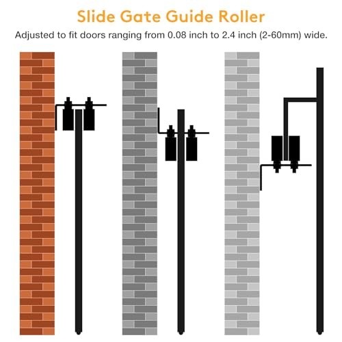 Universal Adjustable Sliding Gate Roller Guide Kit - Heavy Duty Hardware & Brack