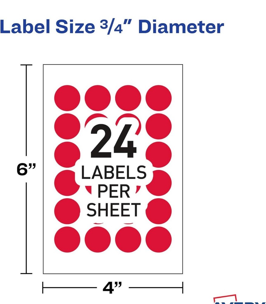 Avery Dennison Ave-05466 Round Color Coding Label - 0.75" Diameter 3 Pack