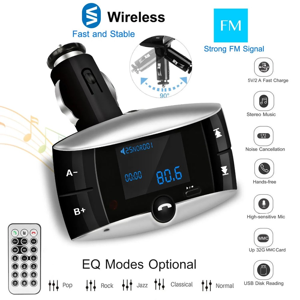 Car Wireless FM Transmitter USB Charger Hands-free Call MP3 Player SD Card Readi