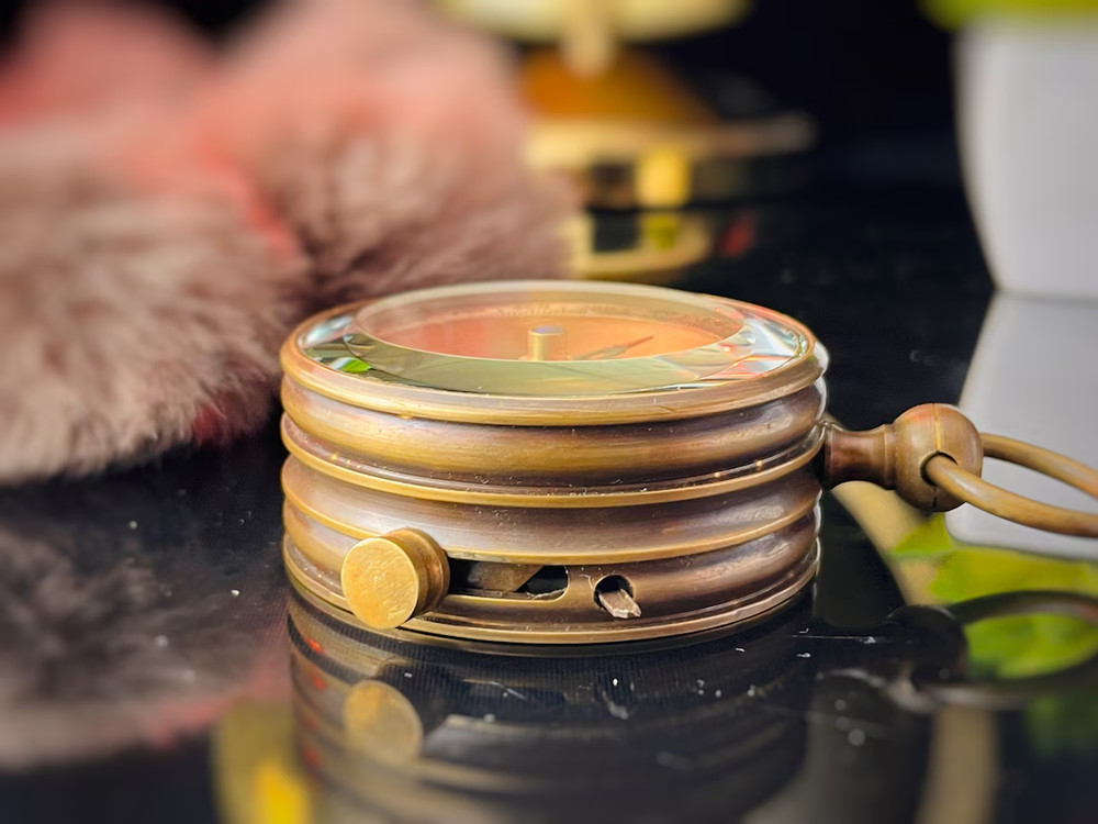 Vintage Working Compass - Handmade Brass & Copper Nautical Navigation Tool - Ann