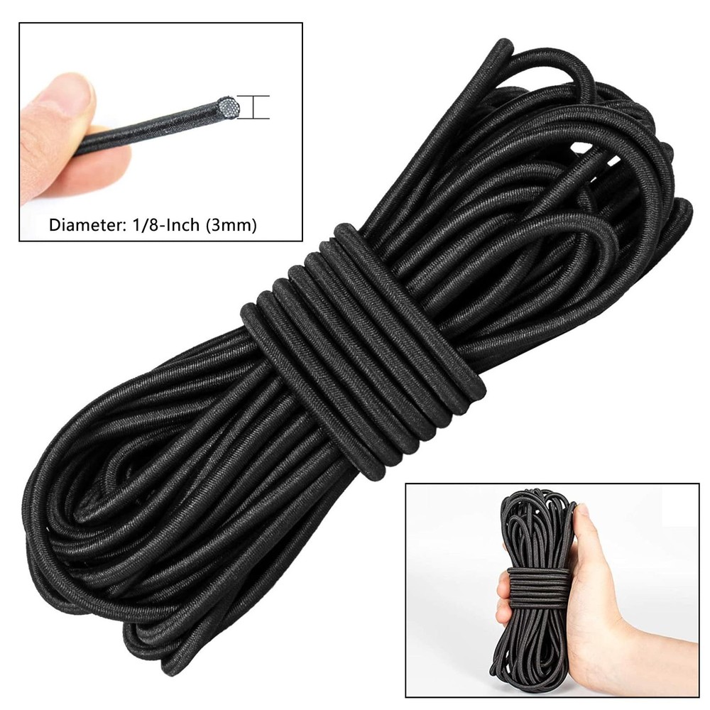 Versatile 1/8-Inch (3mm) Elastic Cord - 10 Yards With 10 Pack Plastic Spring ...