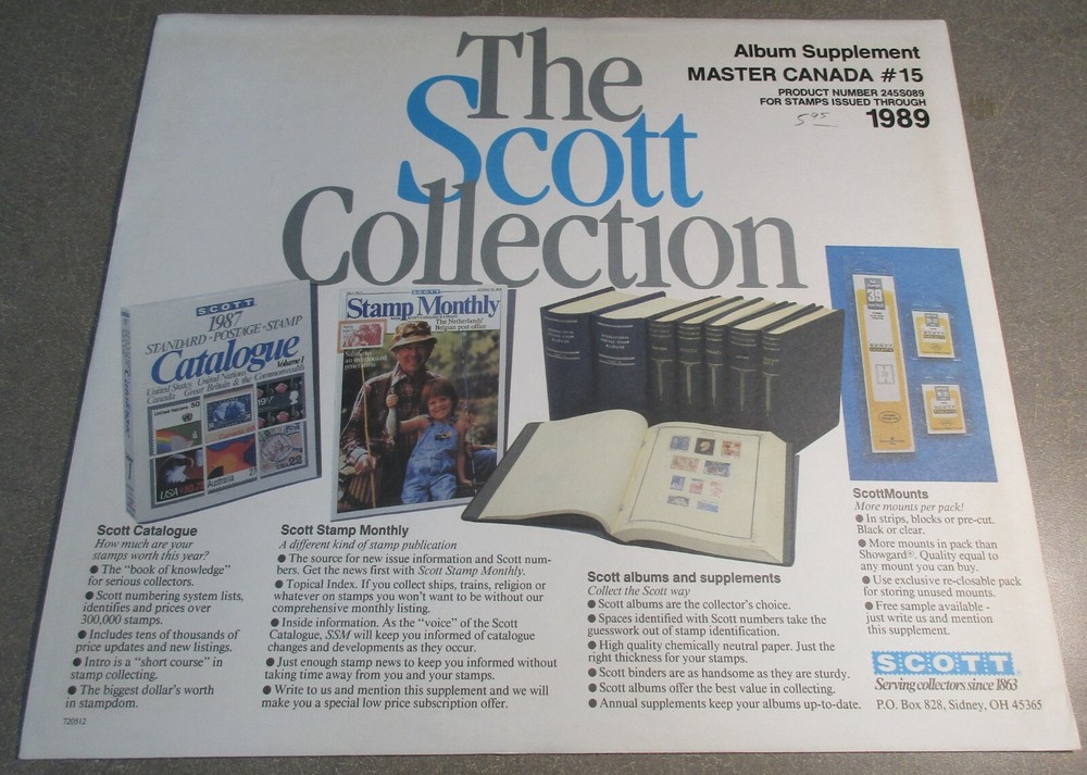 SCOTT MASTER CANADA #15 1989 SUPPLEMENT WITH FREE SHIPPING!!!